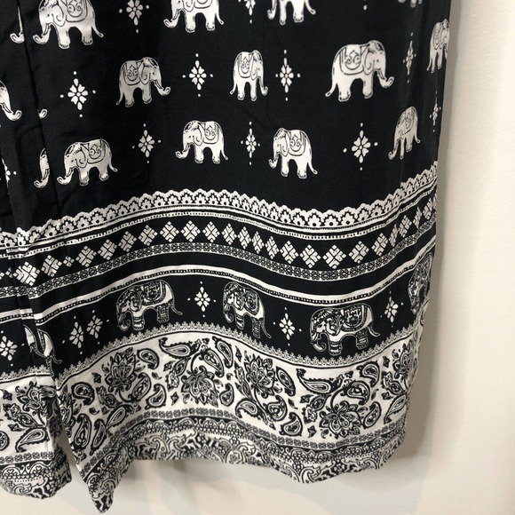 Forever 21 NWT Women's Black and Cream Pull On Pants w/Elephants Size Large - Picture 3 of 7